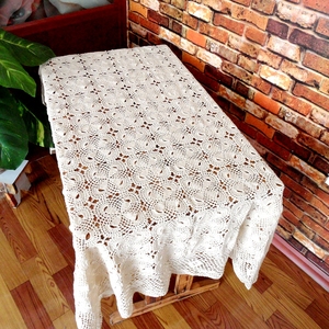 手工钩针纯棉镂空餐桌布美式欧式复古钩花茶几台布高级感长桌布
