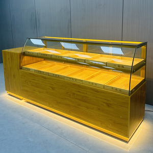 新中式实木糕点柜面包展示柜弧形商用烘焙桃酥柜蛋糕柜可推拉玻璃