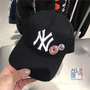 MLB棒球帽男女儿童帽子宝宝帽童帽ny白标鸭舌帽黑色遮阳帽弯檐