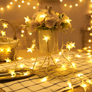 led星星灯新年满天星家用小彩灯串春节气氛装饰生日布置挂灯电池