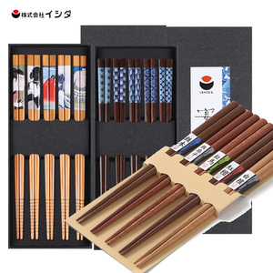 日本石田 进口高档实木 天然木筷子5双套装 南国五木日式尖头木筷