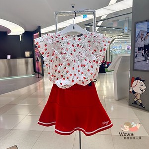 哈吉斯韩国童装代购2024夏款女童翻领短袖衬衫+半身裙套装
