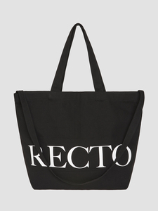 RECTO韩国正品代购2024春款LOGO 帆布包 -黑纯色百搭单品包包