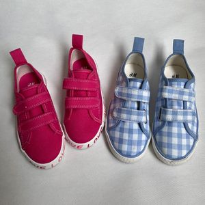 外贸原单春季新款儿童帆布鞋女童休闲鞋板鞋小中童魔术贴帆布鞋