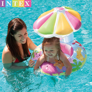 INTEX儿童座圈游泳圈戏水玩具小孩浮床遮阳浮圈3-8岁座骑