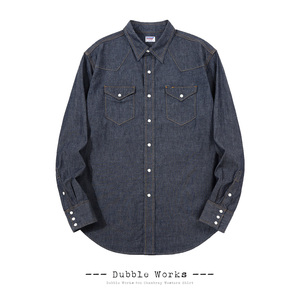 WAREHOUSE DUBBLE WORKS WESTERN SHIRT 6OZ蓝染青年布工装衬衫