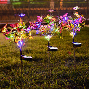 太阳能蝴蝶花树地插灯厂家直销户外防水LED草坪花园节日装饰灯