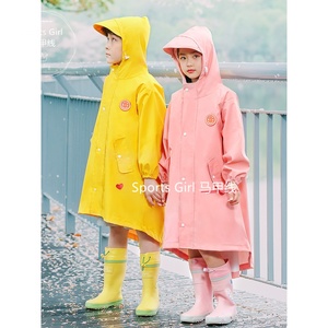 日本LOVINA儿童雨衣无异味小学生带书包位长款暴雨雨披反光条雨衣