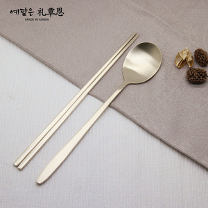 韩国进口礼覃恩手工实心高级韩式筷子勺子套装餐厅铜餐具家用送礼
