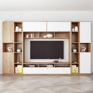北欧实木电视柜组合墙柜高柜整柜家用小户型客厅背景柜定做定制
