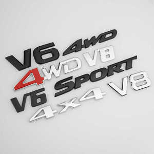 V8大排量汽车改装4WD车贴纸全时四驱AWD越野V6侧标 4X4金属车尾标