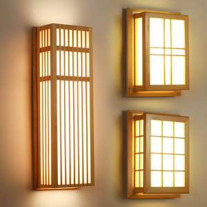 日式实木墙壁灯客厅榻榻米床头灯简约料理店和室走廊印字装饰灯具