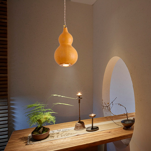 天然葫芦吊灯中式禅意茶室客厅餐厅卧室创意家居民宿风水装饰灯具