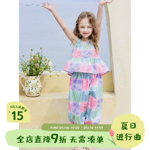 现货丨野柿童装女童夏装套装儿童无袖两件套艺术感吊带防蚊裤子