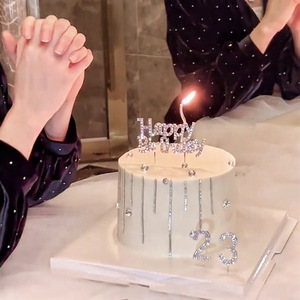 钻石happybirthday蛋糕装饰数字18岁银色蜡烛小仙女女神生日插件l