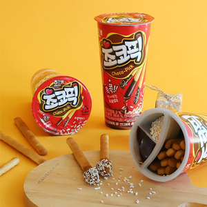 韩国进口海太小新巧克力蘸酱饼干双色桶儿童趣味零食45g