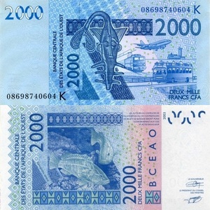 全新UNC 2004年 西非 塞内加尔(字母K) 2000法郎 纸币