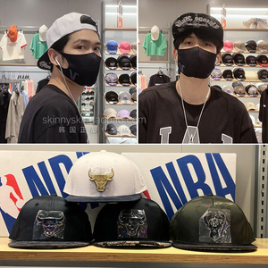 NBA韩国正品代购 23男女款平沿嘻哈帽 球队金属LOGO棒球帽 平板帽