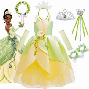 迪士尼蒂安娜公主裙女童tiana青蛙公主连衣裙儿童万圣节表演礼服