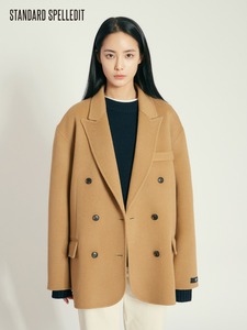 自留！韩国东大门代购SPELL设计师款双排扣宽松西装手工羊毛外套