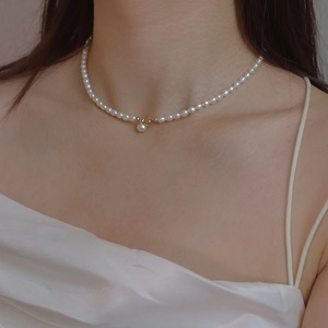 赵露思同款天然淡水小米珍珠项链几乎无暇强光吊坠锁骨链一款多戴