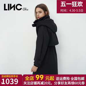 LINC金羽杰2022秋冬新款轻奢风衣感长款通勤羽绒服女Y22806399