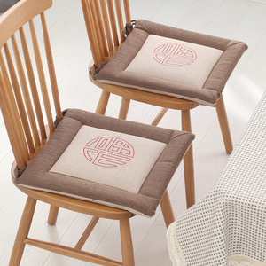 亚麻纯色椅垫冬季家用榻榻米坐垫布艺加厚透气电脑椅餐桌椅软垫子