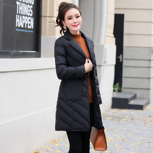 黑色修身棉服女中长款2023新款冬季女时尚显瘦棉袄羽绒棉棉衣外套