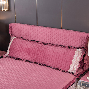 夹棉加厚双人长枕套1.5米法莱绒枕头罩长情侣单人夫妻水晶绒紫色