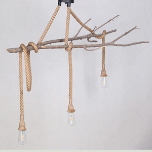 麻绳吊灯吧台酒吧客厅餐厅工业麻绳创意个性灯美式乡村复古自制