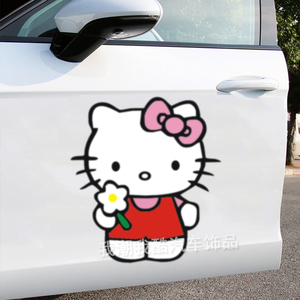 凯蒂猫电动车贴纸卡通车贴划痕遮挡防水汽车摩托贴画kiti猫装饰