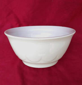湖南醴陵群力瓷厂圆形6英寸浮雕莲花面碗强化瓷纯白瓷