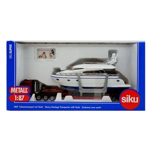 德国仕高SIKU正版合金车模1849重型运输卡车拖游艇仿真船模型玩具