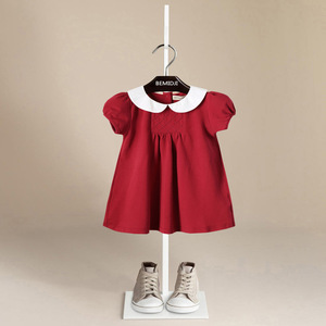 周岁宝宝衣服女童短袖公主裙纯棉洋气连衣裙女宝红裙子生日礼服裙