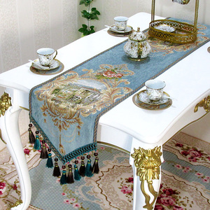 欧式桌旗高档奢华北欧美式茶几旗餐桌布艺现代简约长条电视柜盖布