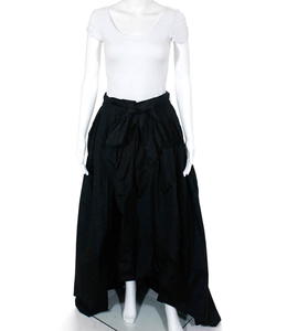 德国 Escada 高级黑色塔夫绸系带喇叭轻拖尾礼服半身长裙 现货