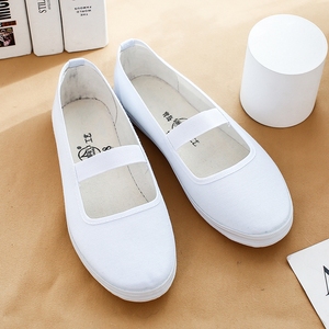 女款纯白护士鞋学校指定小白鞋白色球鞋白网鞋帆布鞋体操鞋表演鞋