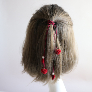 李小姐日系红头绳发圈橡皮筋少女心飘带毛球发圈高级发绳发饰头饰