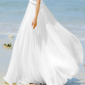 海边拖地长裙仙女8米大摆裙沙滩度假显瘦秋冬金丝雪纺半身裙