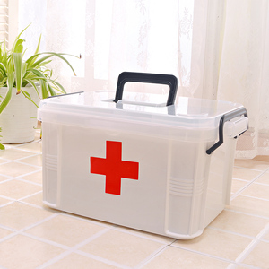 家用医药箱药收纳盒收纳箱分层格透明手提家庭医疗箱药品小急救箱