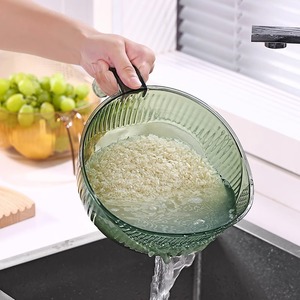 淘米神器洗米筛淘米盆细孔不漏米厨房家用带手柄洗菜盆沥水篮果盆