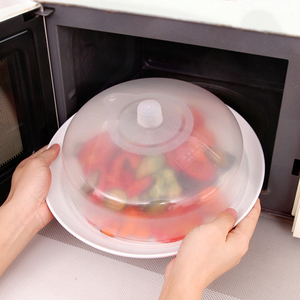 日式微波炉专用防溅油加热碗盖子冰箱圆形塑料透明保鲜盖碗盖菜罩