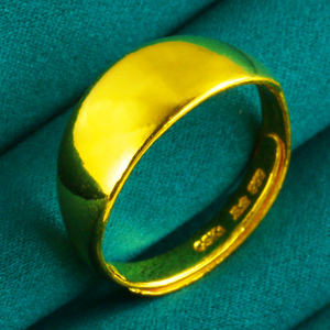 正品黄金戒指9999足金光面素圈素金纯金食指环男士女款按克重实心