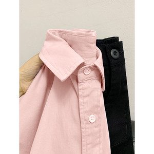 韩系早春穿搭藕粉色衬衫衬衣2024年新款女法式独特设计感小衫上衣