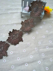咖啡花朵金线diy服装手工辅料创意布艺饰品水溶刺绣蕾丝花边布贴