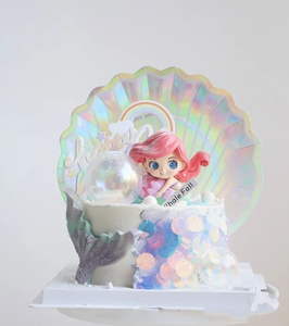 海洋主题贝壳小美人鱼公主玩偶摆件梦幻仙女生日蛋糕装饰插牌插件