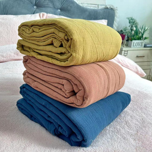 外贸纯棉水洗棉纱床品四件套被套床单枕套简约全棉100%绵软舒适