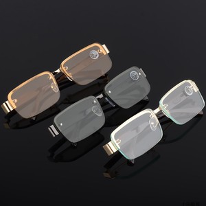 东海水晶半框架水晶玻璃平光镜片金属架老视镜无框打孔加厚眼镜片
