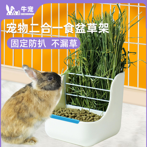 兔子草架自动喂食器食盆悬挂式二合一两用豚鼠龙猫固定防扒喂食槽