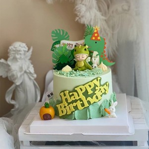 恐龙宝宝蛋糕装饰摆件可爱翅膀小恐龙棕榈树云朵生日蛋糕装饰插牌